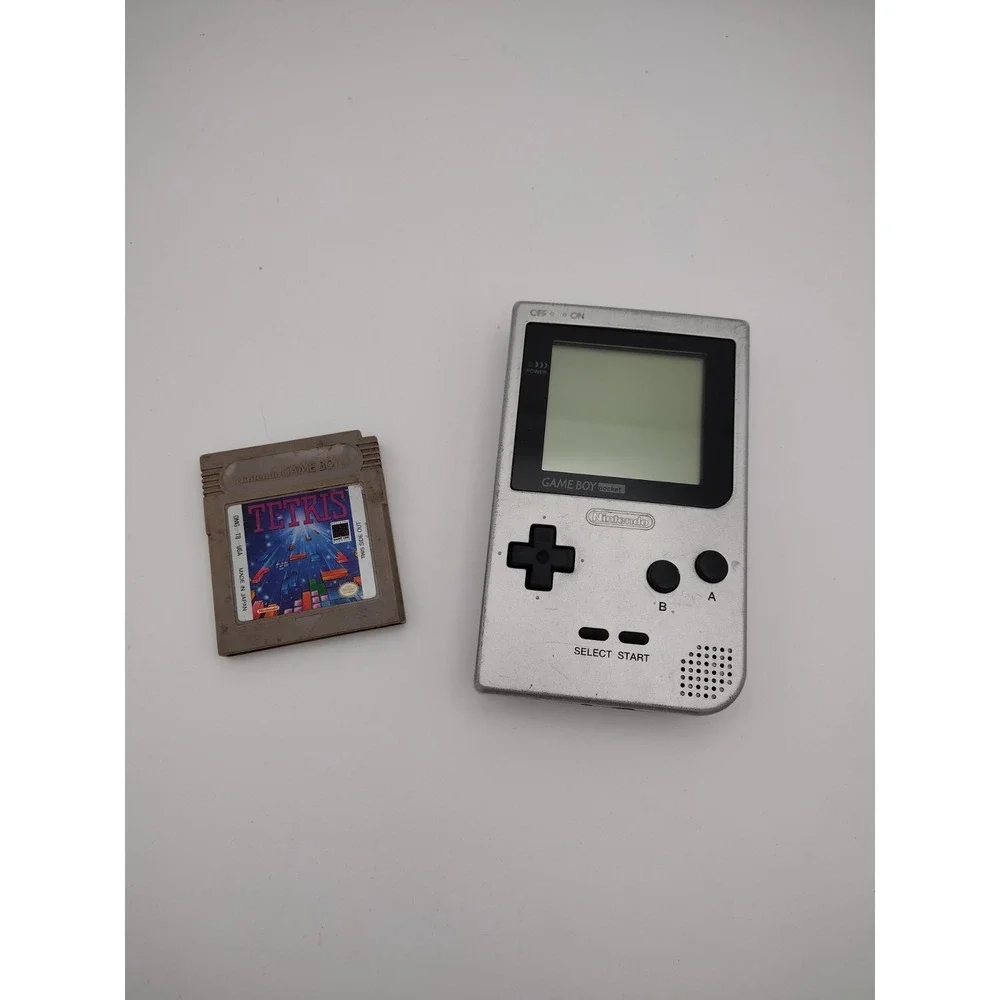 Nintendo Gameboy Pocket Silver Handheld‎ Console System Tested & Working Tetris